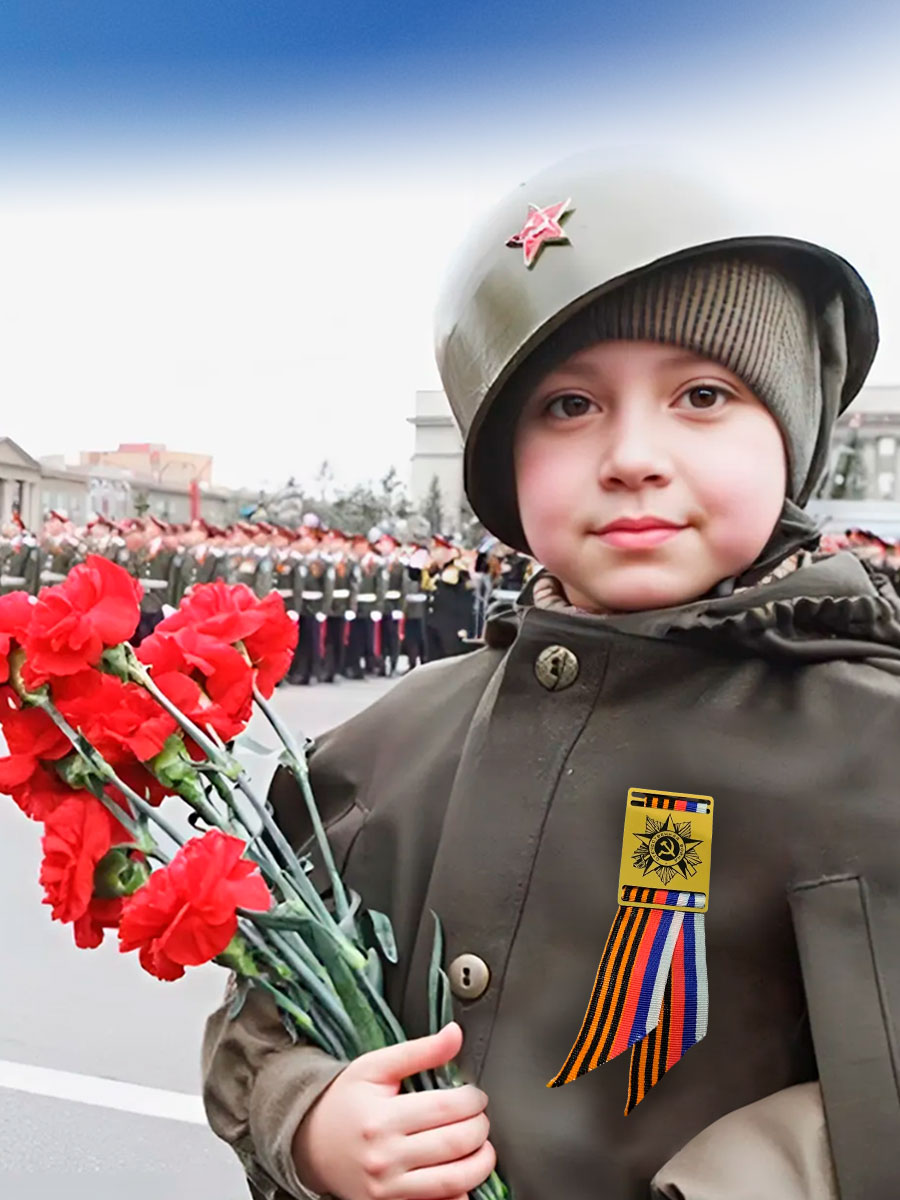 Патриотическая брошь-пряжка «Орден Славы» с Георгиевской лентой — изображение 3